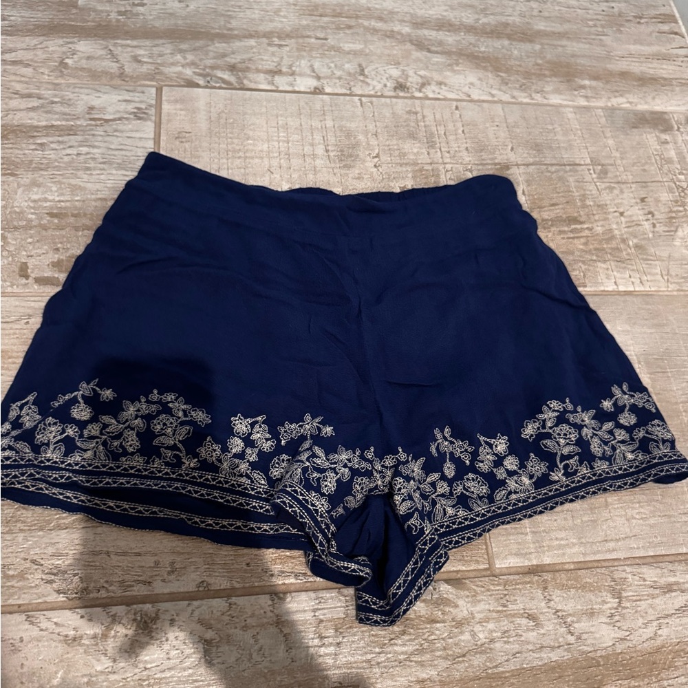 High Waist Flowy Navy Shorts